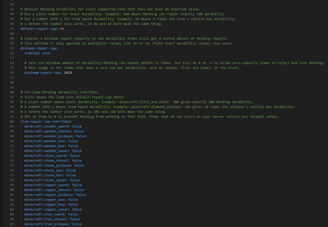 Mendingless config